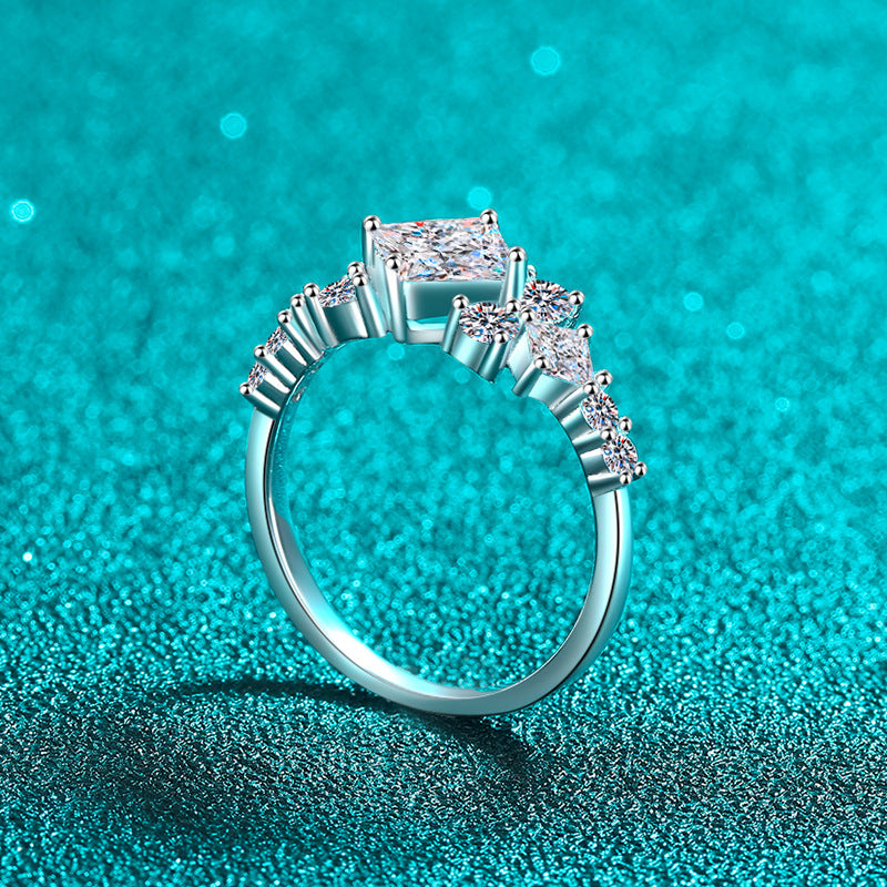 Princess cut Moissanite Ring in 925 Sterling Silver 1ct