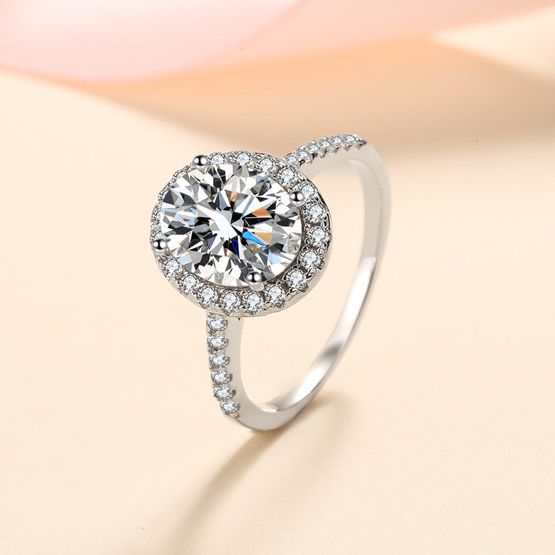 Oval cut Moissanite Ring in 925 Sterling Silver 1ct 2ct