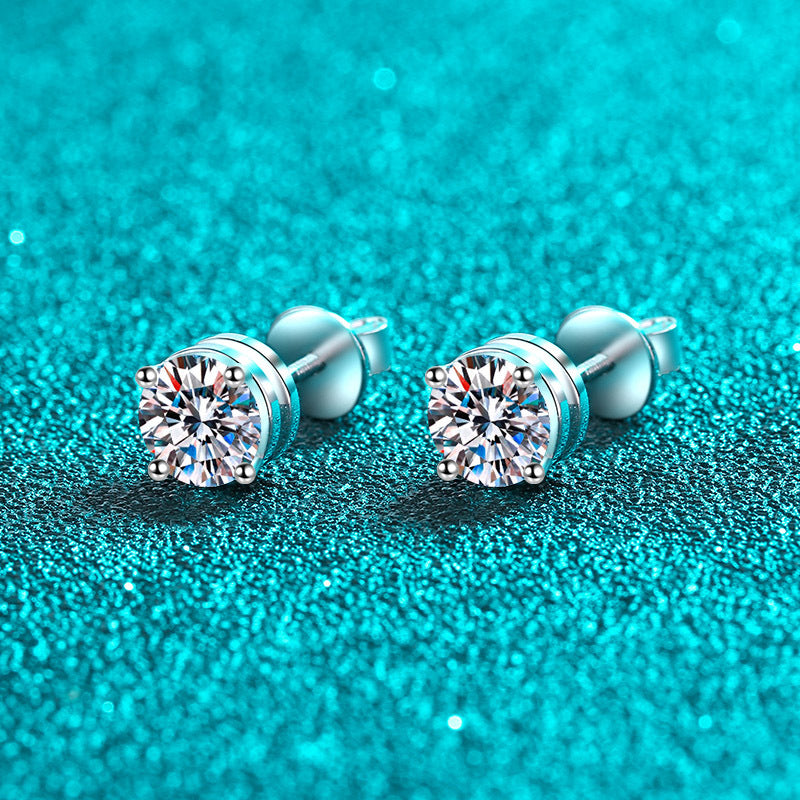 Round cut Moissanite Earrings in 925 Sterling Silver 0.6ct 1ct 2ct 4ct