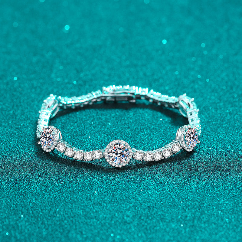 Moissanite Bracelets in 925 Sterling Silver 8.3ct 15.5cm
