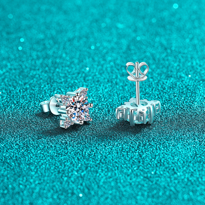 Round cut Moissanite Earrings in 925 Sterling Silver 1ct 2ct