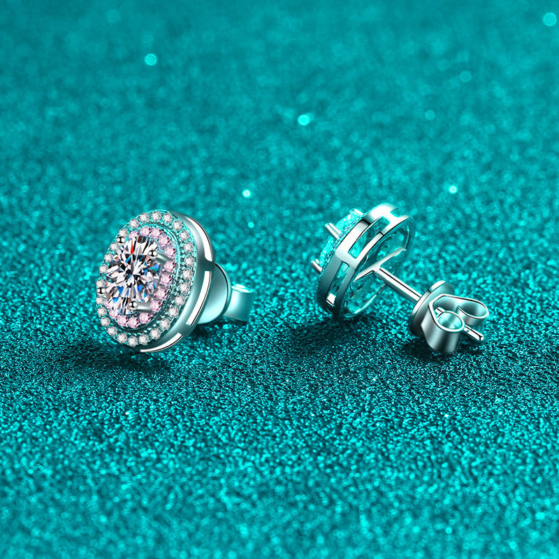 Oval cut Moissanite Earrings in 925 Sterling Silver 1ct