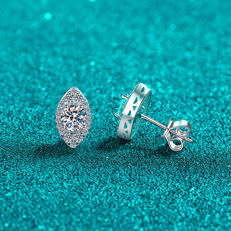 Round cut Moissanite Earrings in 925 Sterling Silver 1ct