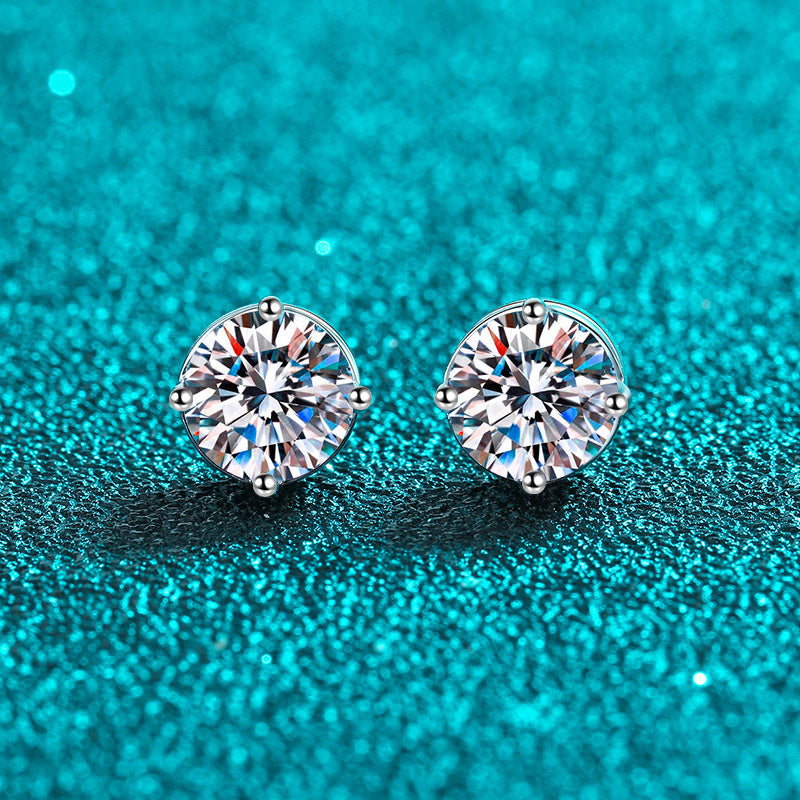 Round cut Moissanite Earrings in 925 Sterling Silver 0.6ct 1ct 2ct 4ct