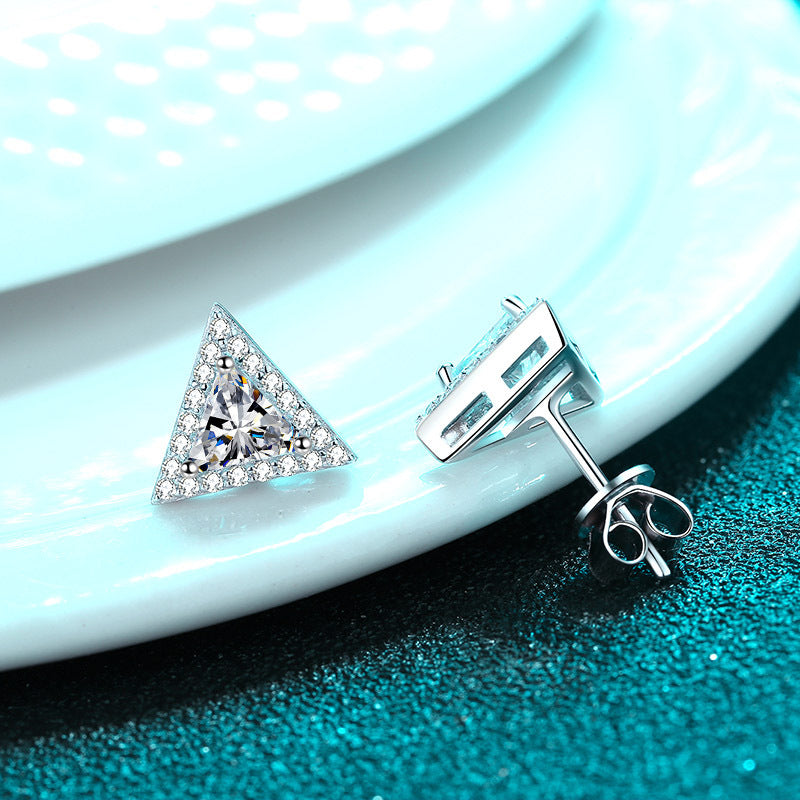 Triangle cut Moissanite Earrings in 925 Sterling Silver 1ct