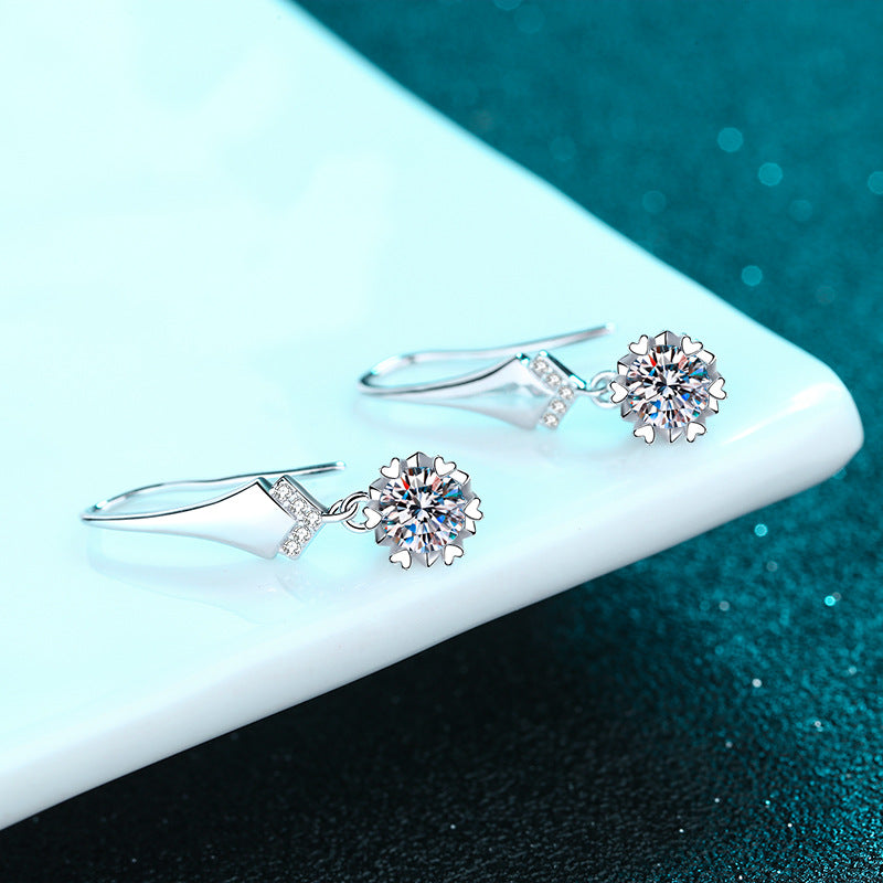 Round cut Moissanite Earrings in 925 Sterling Silver 1ct 2ct