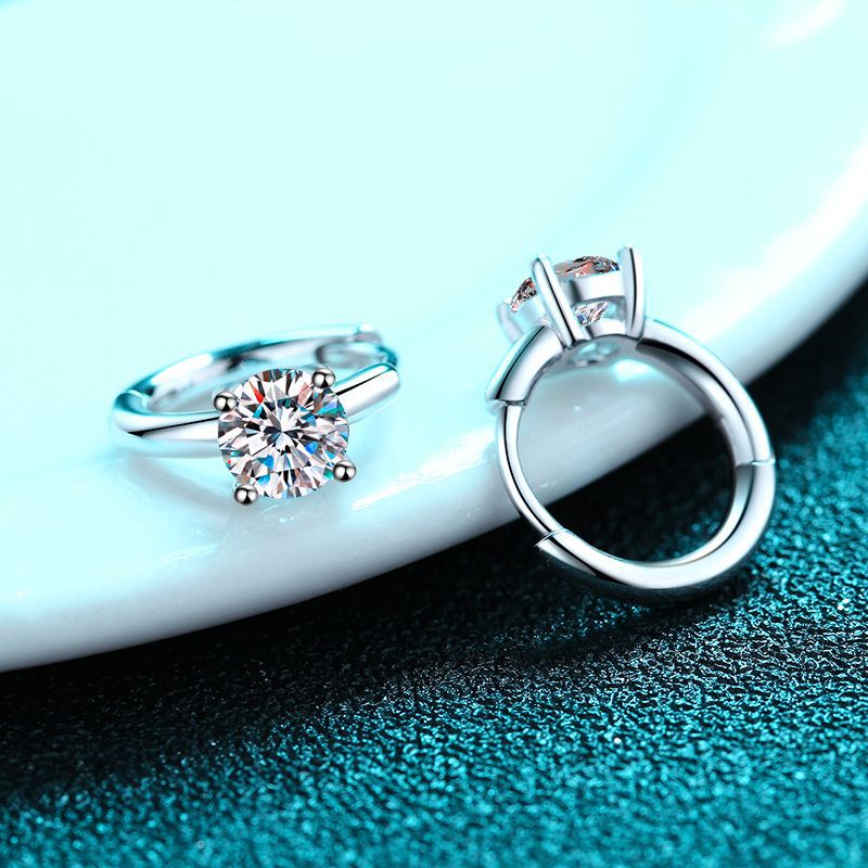 Round cut Moissanite Earrings in 925 Sterling Silver 1ct 2ct