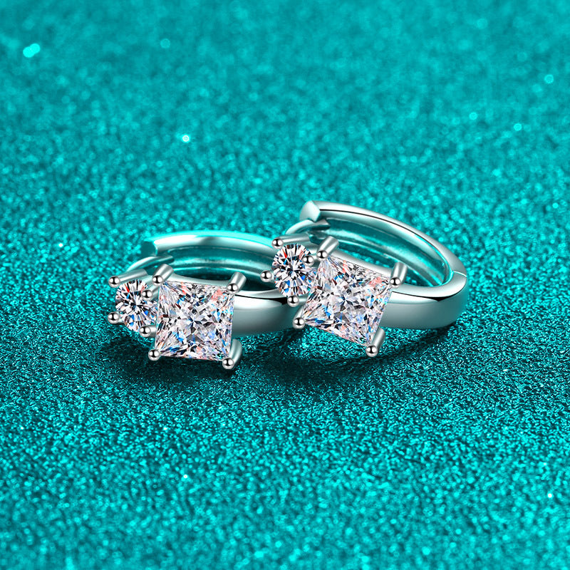 Princess cut Moissanite Earrings in 925 Sterling Silver 2.6ct