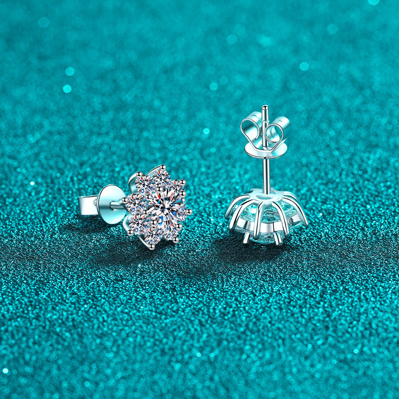 Round cut Moissanite Earrings in 925 Sterling Silver 0.6ct 1ct 2ct