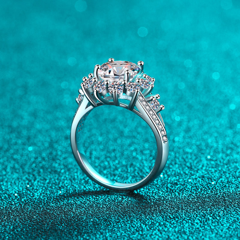 Round cut Moissanite Ring in 925 Sterling Silver 3ct