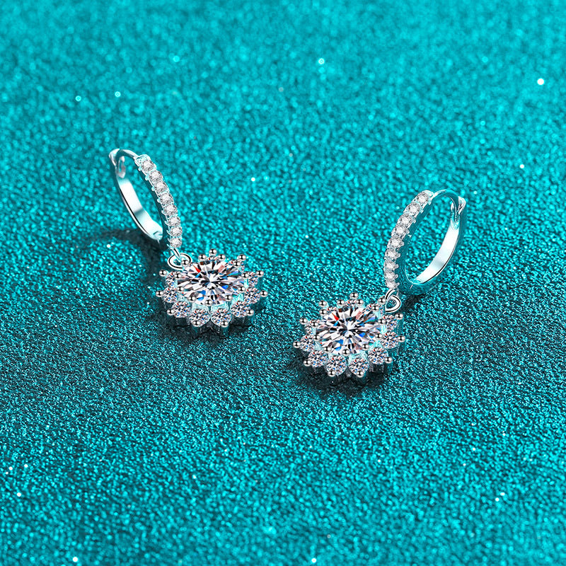 Round cut Moissanite Earrings in 925 Sterling Silver 1ct 2ct