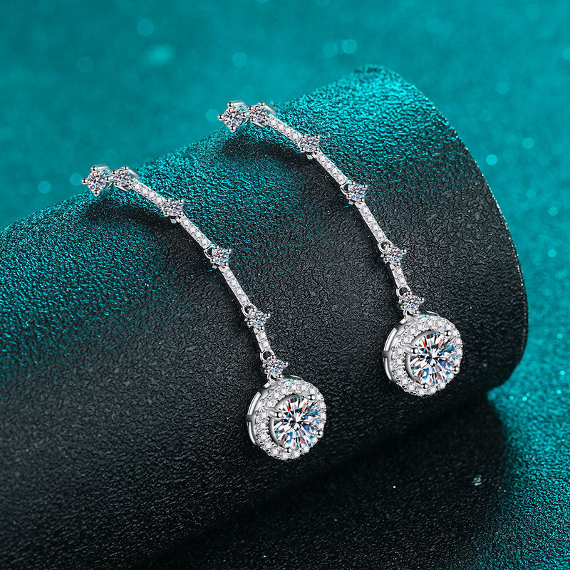 Round cut Moissanite Earrings in 925 Sterling Silver 2ct