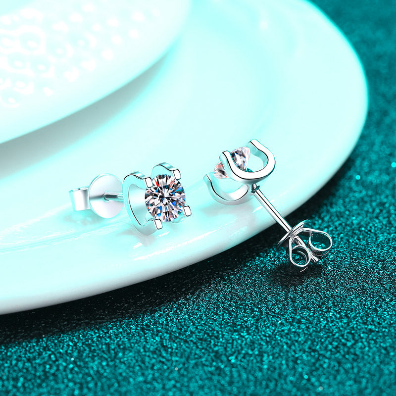 Round cut Moissanite Earrings in 925 Sterling Silver 1ct 2ct