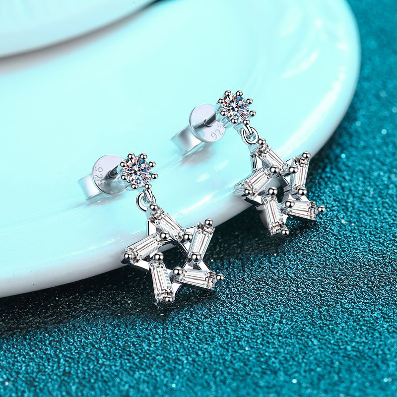 Moissanite Earrings in 925 Sterling Silver