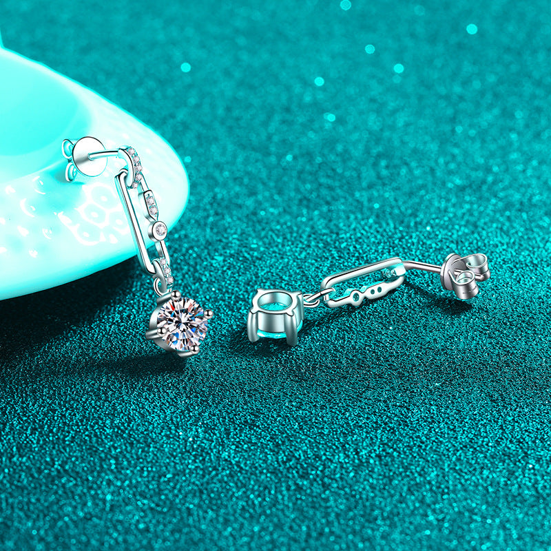 Round cut Moissanite Earrings in 925 Sterling Silver 1ct 2ct