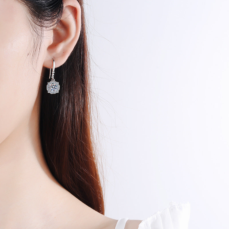 Round cut Moissanite Earrings in 925 Sterling Silver 1ct 2ct