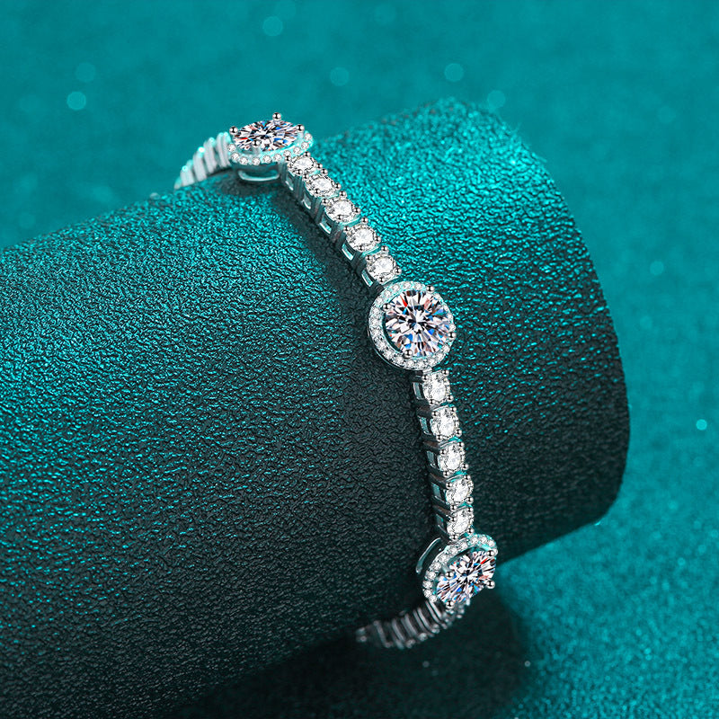Moissanite Bracelets in 925 Sterling Silver 8.3ct 15.5cm