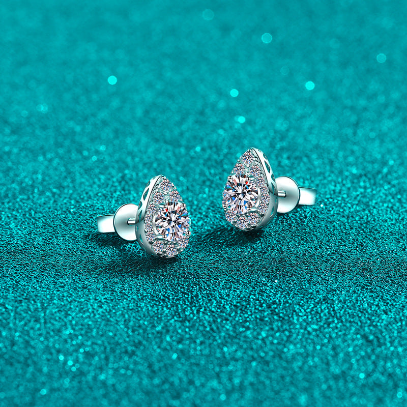 Round cut Moissanite Earrings in 925 Sterling Silver 1ct