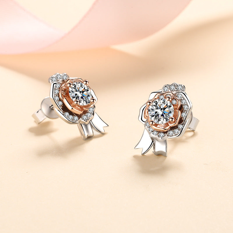 Round cut Moissanite Earrings in 925 Sterling Silver 1ct