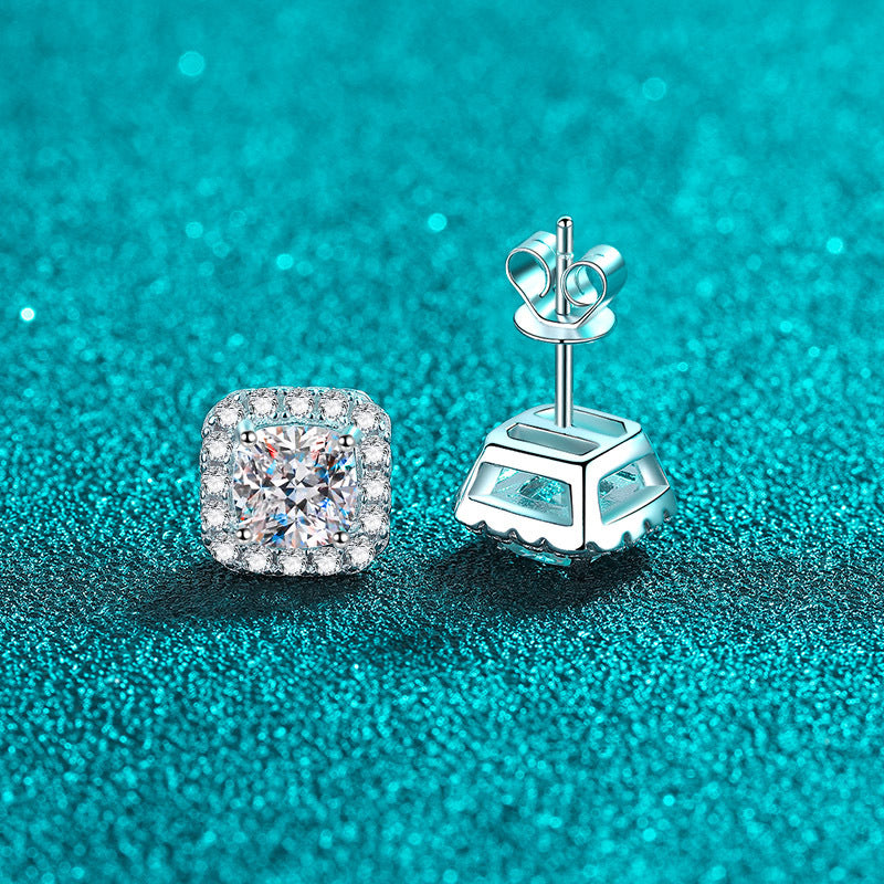 Moissanite Earrings in 925 Sterling Silver 1ct 2ct
