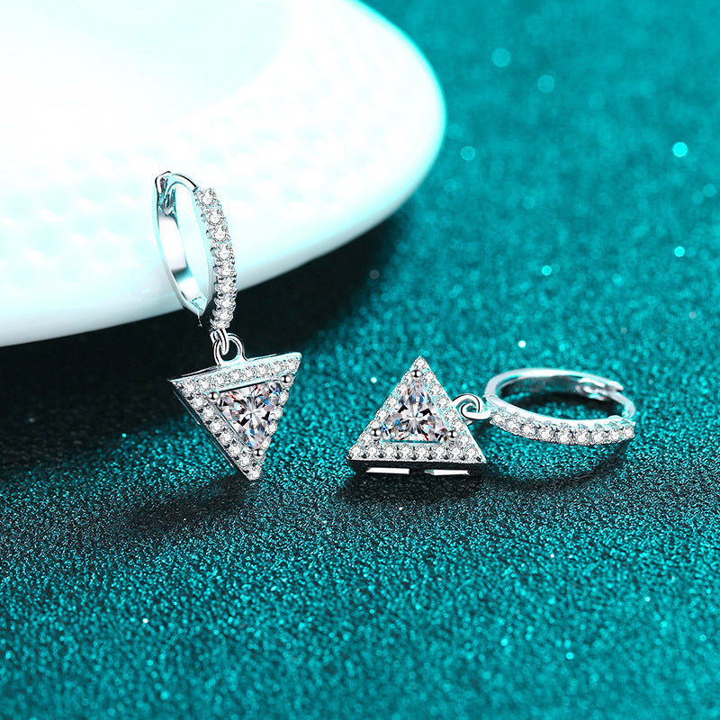 Triangle cut Moissanite Earrings in 925 Sterling Silver 1ct 2ct