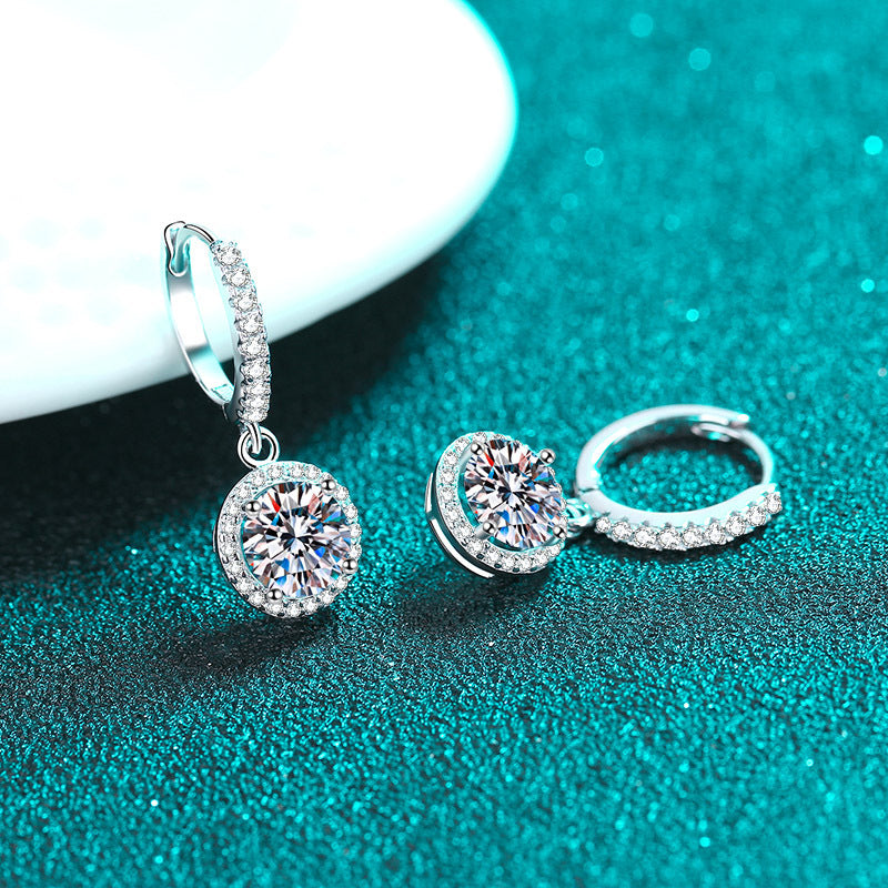 Round cut Moissanite Earrings in 925 Sterling Silver 2ct
