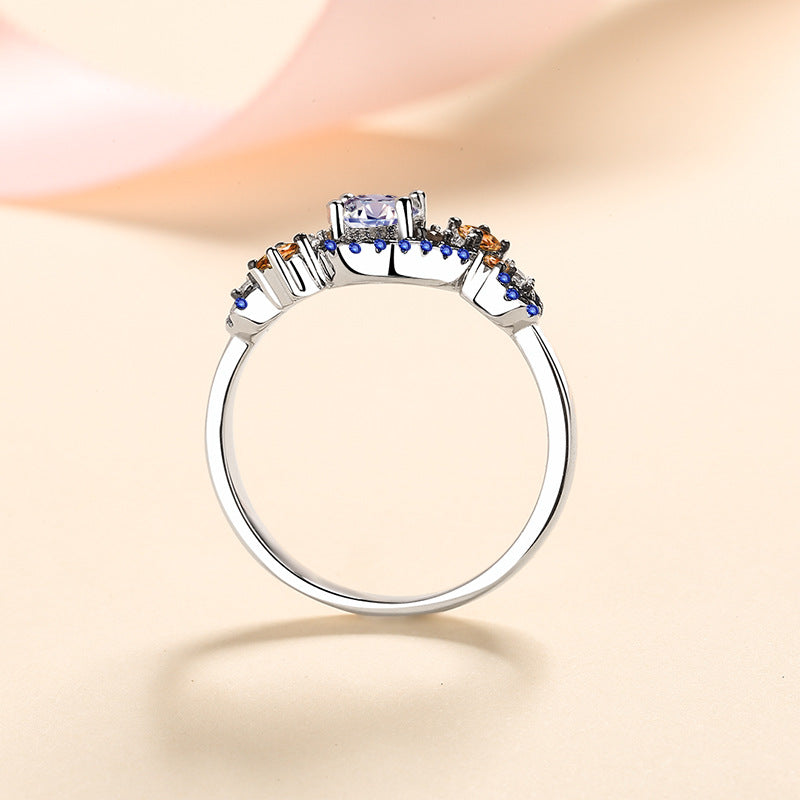 Round cut Moissanite Ring in 925 Sterling Silver 0.5ct