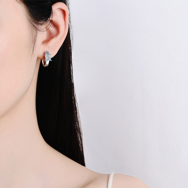 Princess cut Moissanite Earrings in 925 Sterling Silver 2.6ct