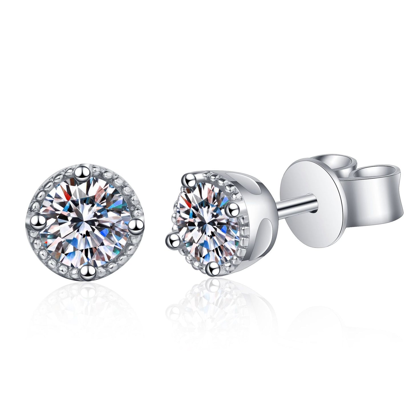 Round cut Moissanite Earrings in 925 Sterling Silver 0.6ct