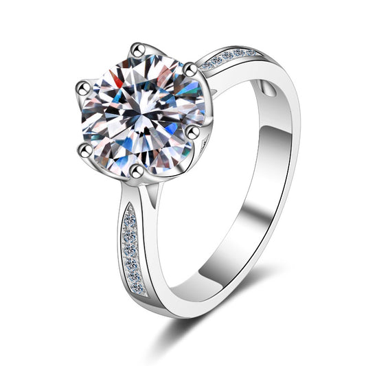 Round cut Moissanite Ring in 925 Sterling Silver 3ct