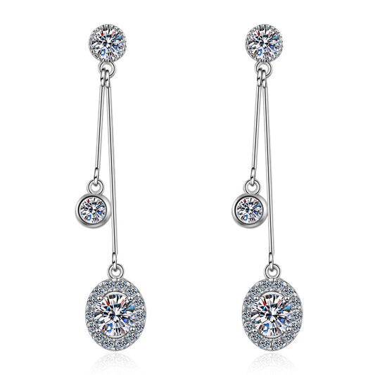 Round cut Moissanite Earrings in 925 Sterling Silver 1ct