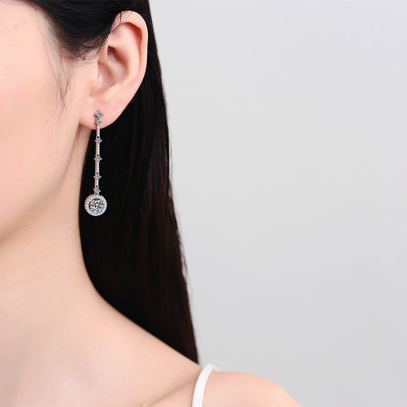 Round cut Moissanite Earrings in 925 Sterling Silver 2ct