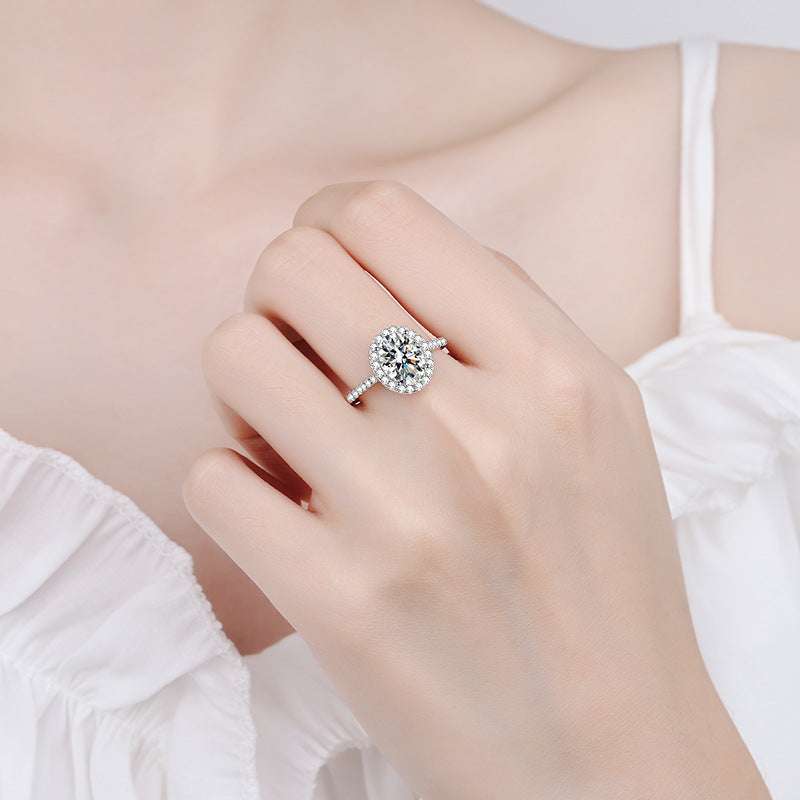 Oval cut Moissanite Ring in 925 Sterling Silver 1ct 2ct