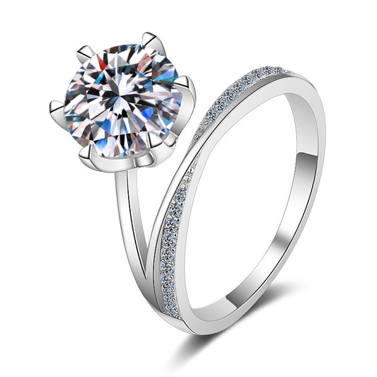 Round cut Moissanite Ring in 925 Sterling Silver 3ct