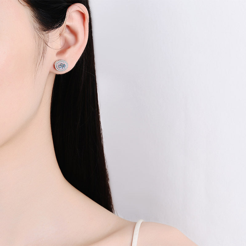 Oval cut Moissanite Earrings in 925 Sterling Silver 1ct
