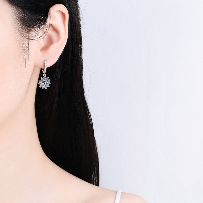 Round cut Moissanite Earrings in 925 Sterling Silver 1ct 2ct