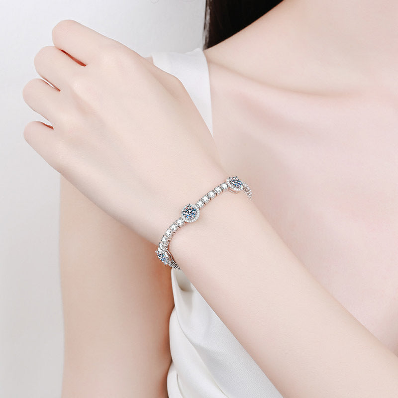 Moissanite Bracelets in 925 Sterling Silver 8.3ct 15.5cm
