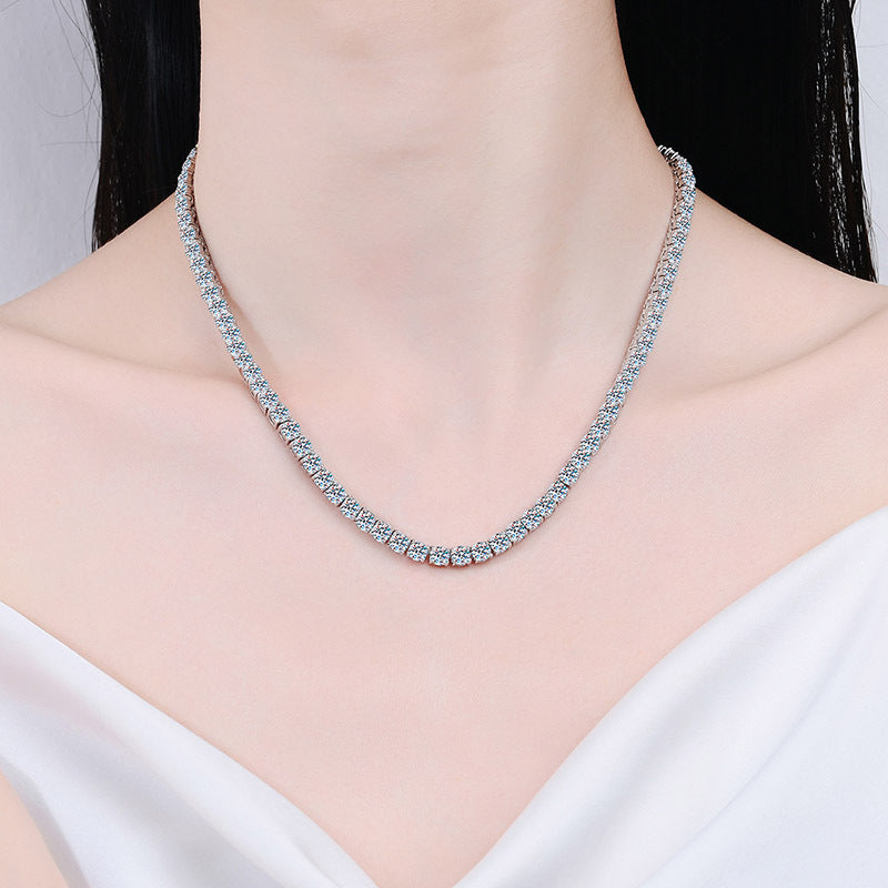Moissanite Necklaces Tennis Chain in 925 Sterling Silver 12.7ct（40cm） 14.2ct（45cm） 15.9ct（50cm） 28.2ct（40cm） 31.8ct（45cm） 35.7ct（50cm）