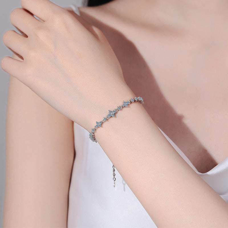 Moissanite Bracelets in 925 Sterling Silver 1.38ct 21cm