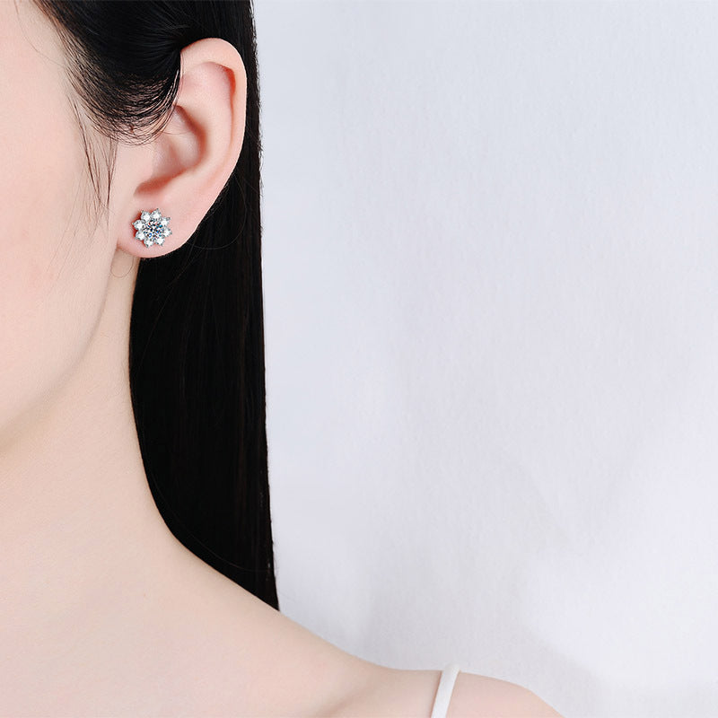 Round cut Moissanite Earrings in 925 Sterling Silver 0.6ct 1ct 2ct
