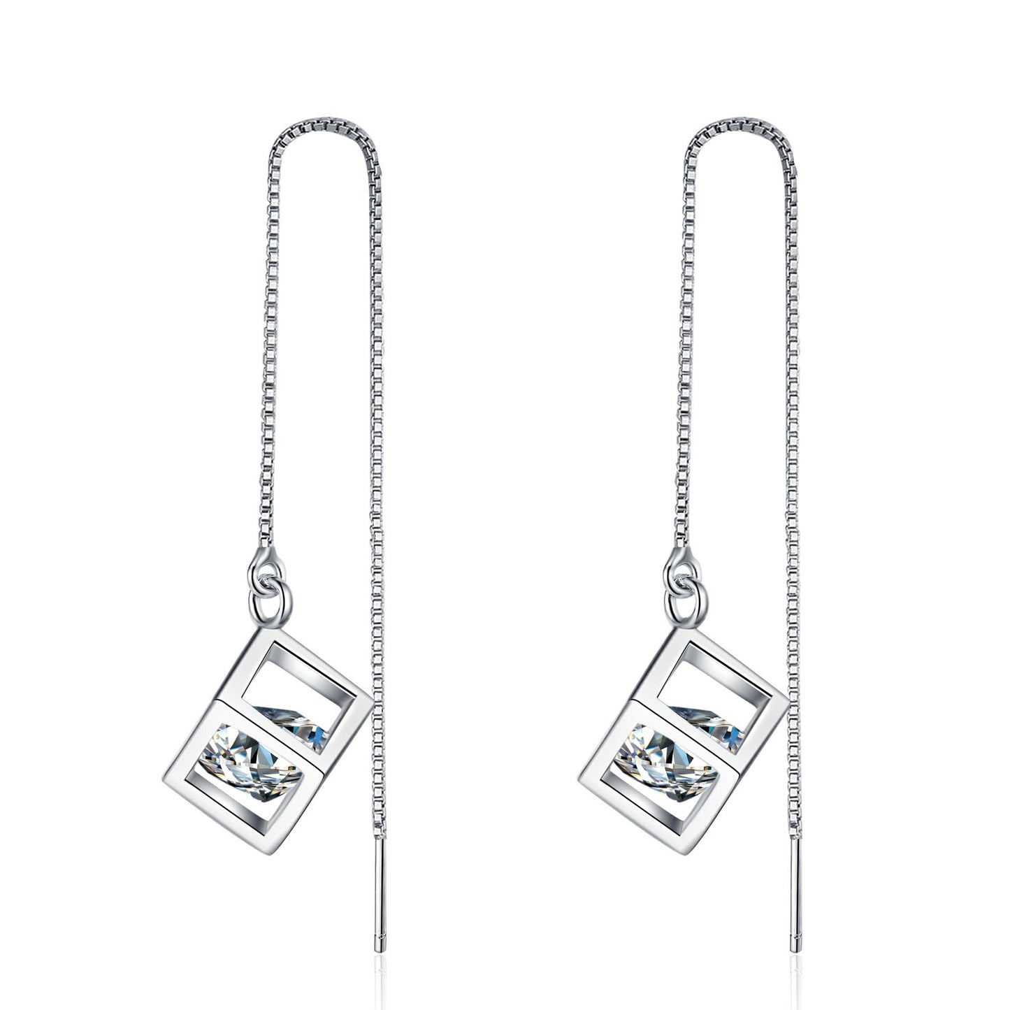 Round cut Moissanite Earrings in 925 Sterling Silver 1ct 2ct