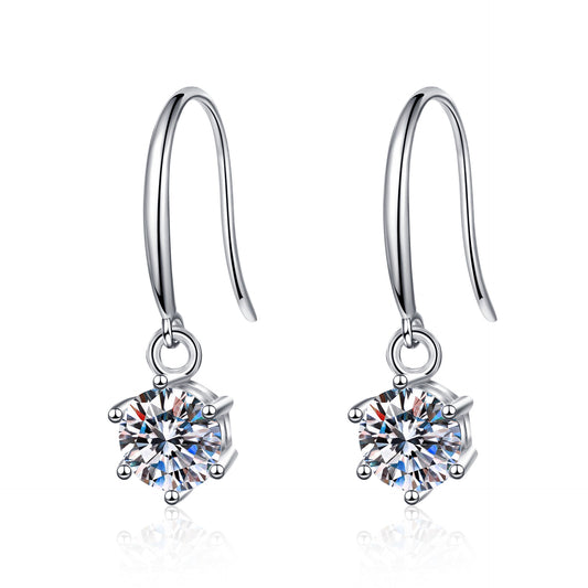 Round cut Moissanite Earrings in 925 Sterling Silver 1ct 2ct