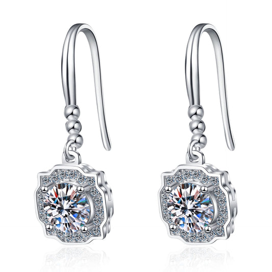 Round cut Moissanite Earrings in 925 Sterling Silver 1ct 2ct