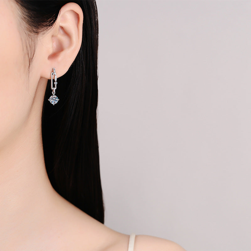 Round cut Moissanite Earrings in 925 Sterling Silver 1ct 2ct