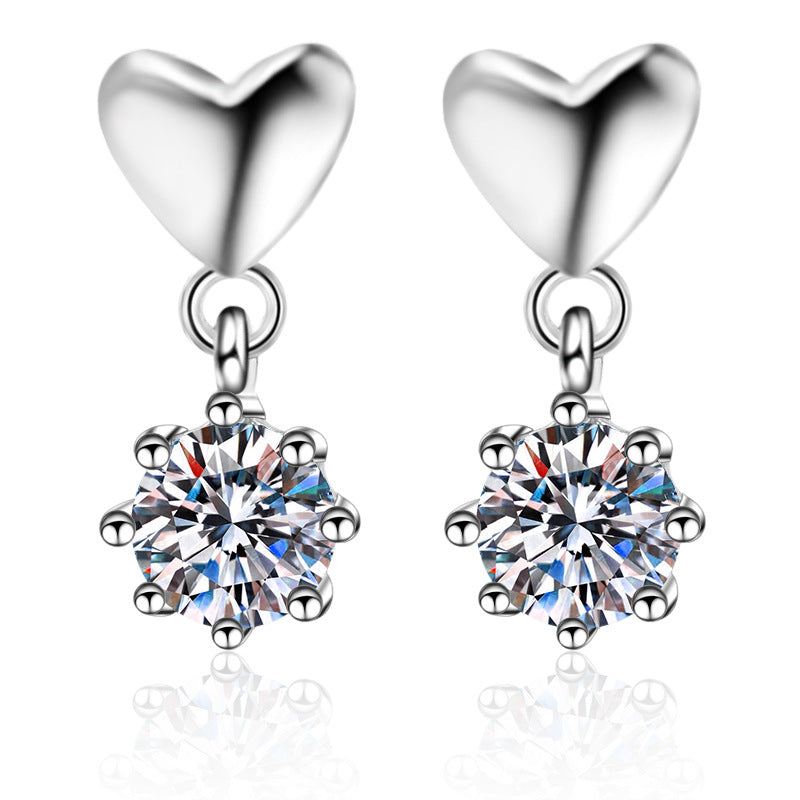Round cut Moissanite Earrings in 925 Sterling Silver 0.6ct