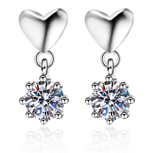 Round cut Moissanite Earrings in 925 Sterling Silver 0.6ct