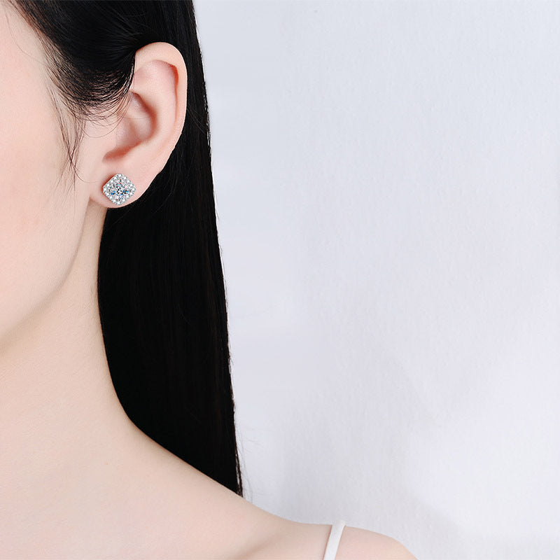 Moissanite Earrings in 925 Sterling Silver 1ct 2ct
