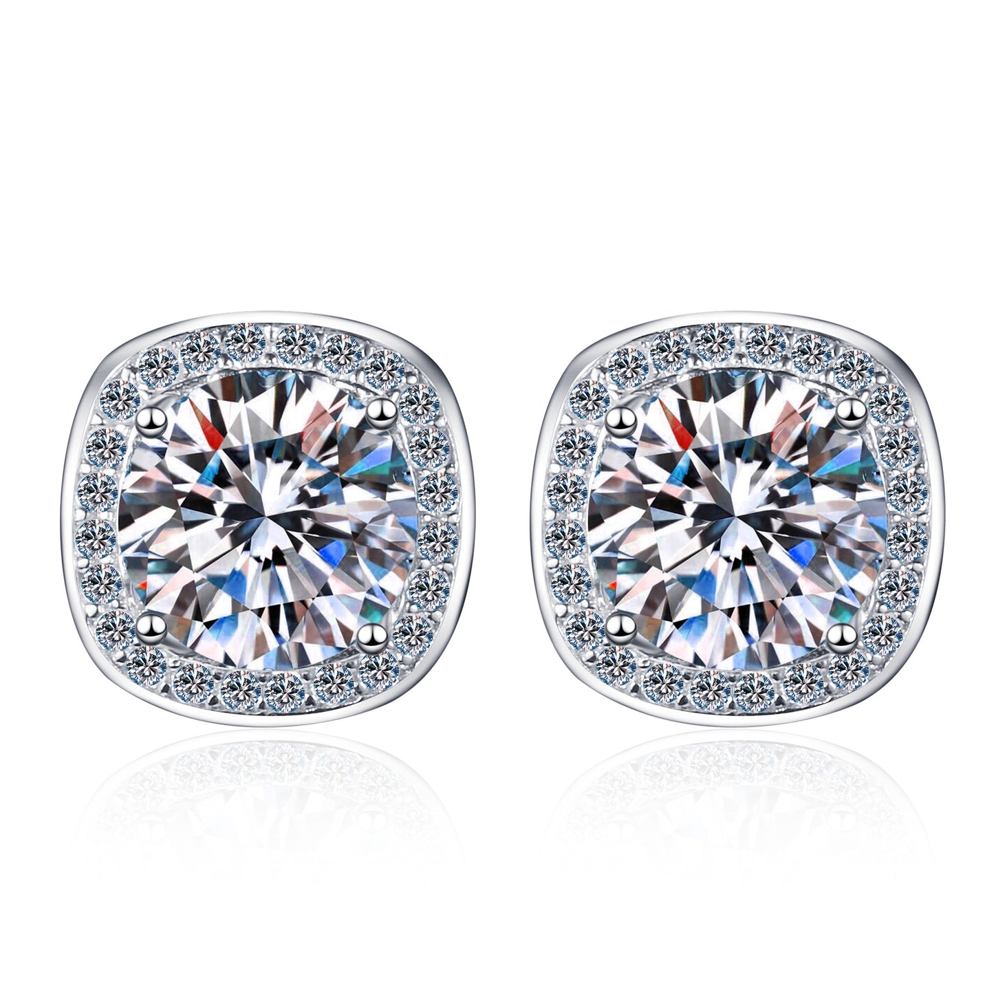 Round cut Moissanite Earrings in 925 Sterling Silver 1ct 2ct 4ct