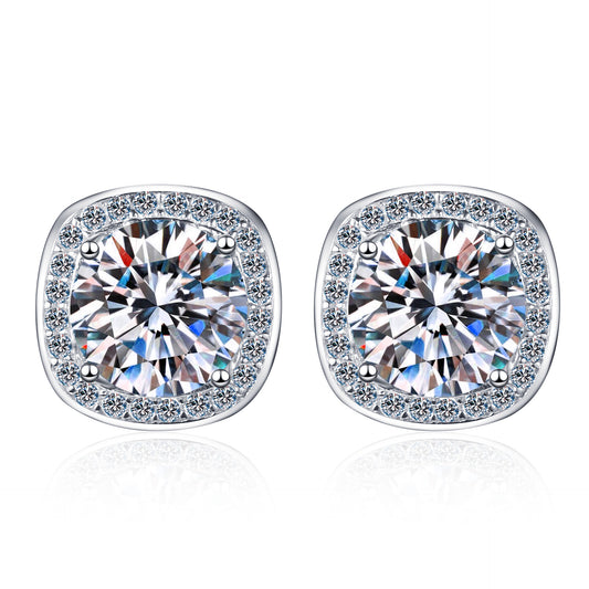 Round cut Moissanite Earrings in 925 Sterling Silver 1ct 2ct 4ct