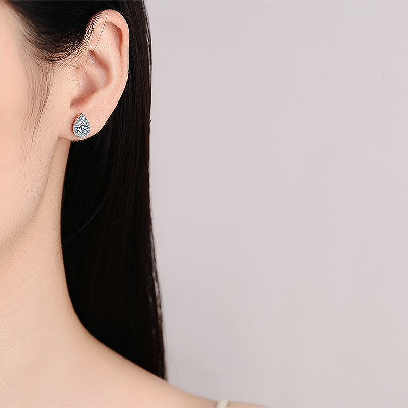 Round cut Moissanite Earrings in 925 Sterling Silver 1ct
